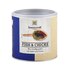 A photo of a small jumbo spice tin Fish & Chicks BBQ Spice. On it you can see a wooden spoon with many spices.